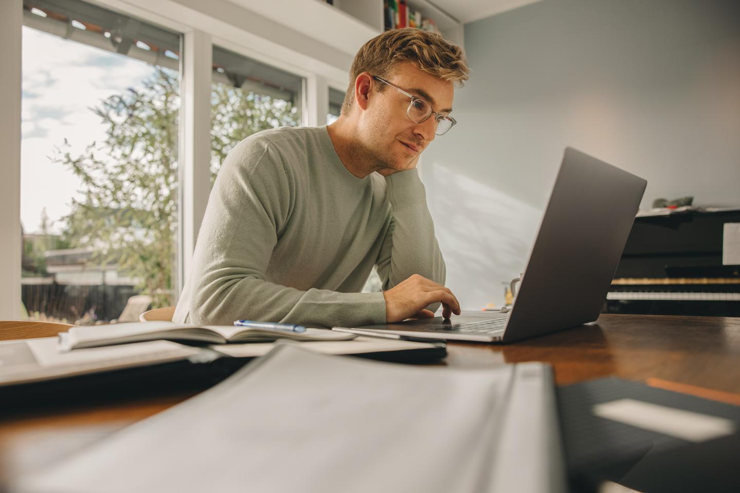 Person working on a laptop